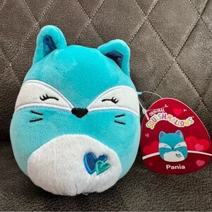 Squishmallow Blue Fox Valentine's Hearts 6" Pania Plush Stuffed Animal NWT